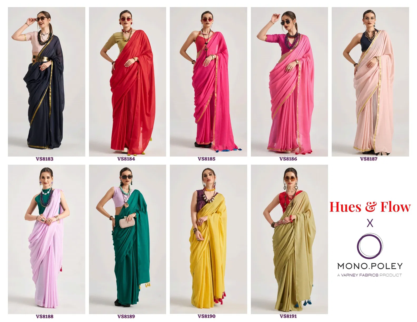 Hues & Flow By Mono Poley Viscose Mul Designer Wholesale Saree Online